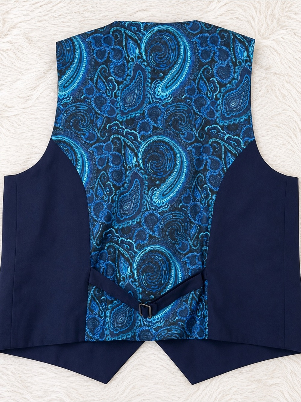 NWT Tavion by Montee Holland Navy Double Breasted Dress Vest Paisley - Picture 2 of 10